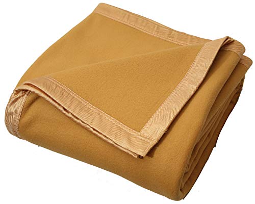 Image of Modern Check All Season Polar Fleece Double Bed Blanket, 90x90 Inches - Camel