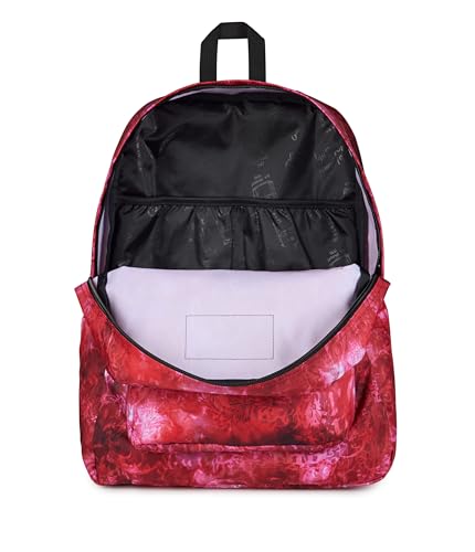 Image of JanSport SuperBreak Plus Backpack with Padded 15-inch Laptop Sleeve and Integrated Bottle Pocket - Spacious and Durable Daypack for Work and Travel, Afflicted Dyed Red /White /Black