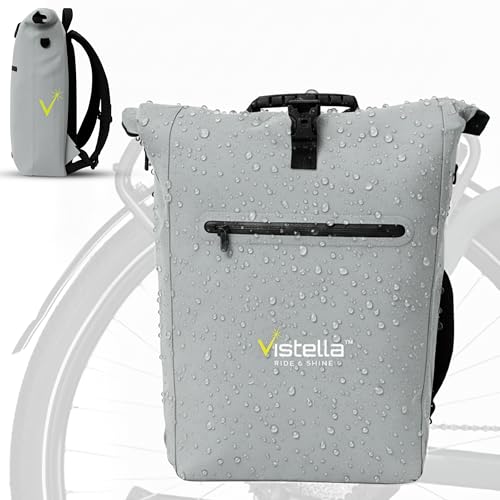 Vistella Cycling 2-in-1 Fully Reflective Bike Pannier Backpack for Rear Rack – Waterproof 25L...