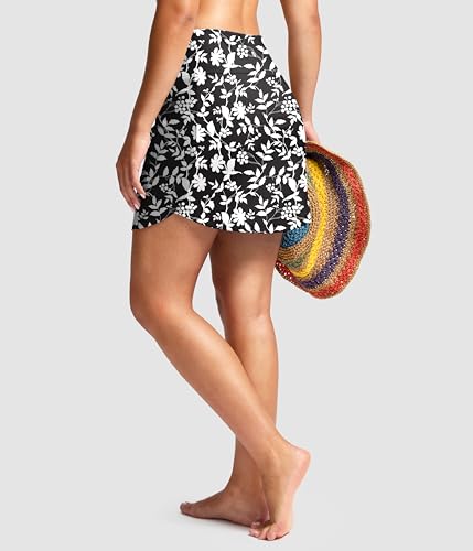 Image of SANTINY Women's 17'' Long Swim Skirt with Pockets High Waisted Modest Tummy Control Swimsuit Skirt Bathing Suit Bottoms