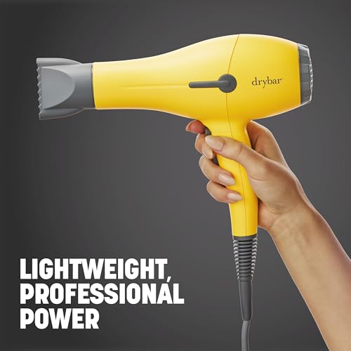 Image of Drybar Buttercup Ionic Blow Dryer With 2 Concentrator Nozzles | 3 Heat & 2 Power Settings, Faster Drying, More Shine, Less Frizz, Ultra Powerful yet Lightweight Professional Hair Dryer