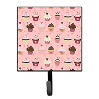 Caroline's Treasures BB7280SH4 Cupcakes on Pink Leash or Key Holder, Wall Hooks, Key Hooks Holder, Coat Rack Wall Mount, Coat Hooks, Hooks for Hanging Keys, Towels, Aprons, Leashes,