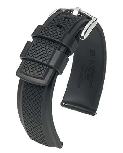 Preisvergleich Produktbild HIRSCH Herren Caoutchouc Uhrenarmband Modell Accent 24 mm Schwarz