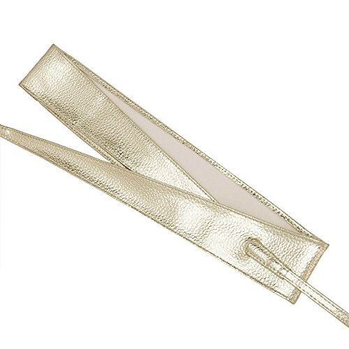 Ayliss Women Soft Leather Obi Belt Self Tie Wrap Cinch Belt,Gold #TOP3