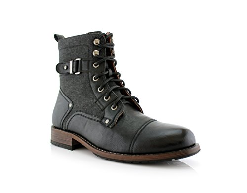 Polar Fox Mike MPX88575 Casual Dress Boots with Buckles (8.5, Black)