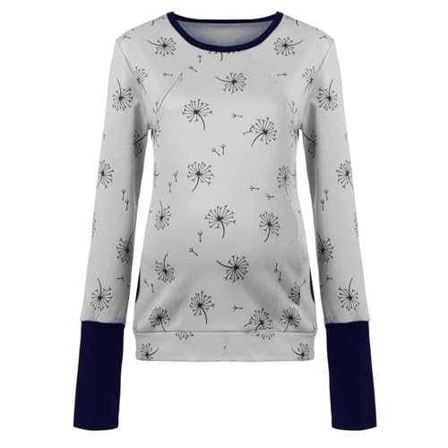 Generisch Jersey de lactancia invierno algodón manga larga monocolor cuello alto dos capas lactancia sudadera con capucha con bolsillos para embarazo camisetas básicas de lactancia, plata, L