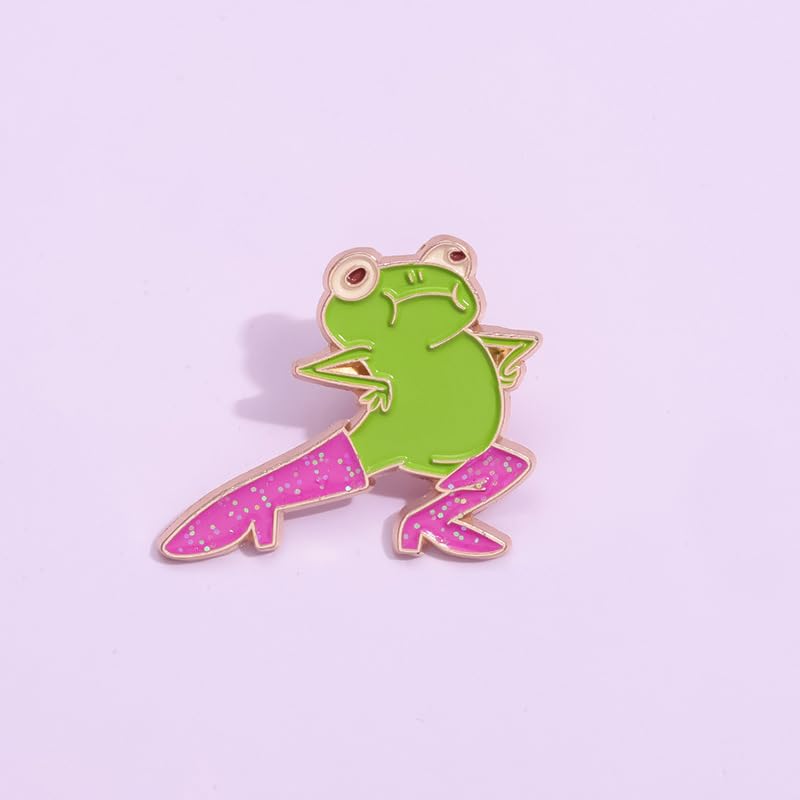 Image of Cute Frog Enamel Brooch Pins For Women Men Cartoon Frog with Glitter Boots Brooch Creative Funny Animals Brooches Fashion Animals Jewelry Gifts (Frog)