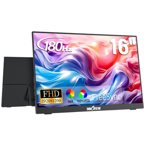 Image of InnoView 16 inch Portable Monitor 180Hz FHD 1920x1200 100% sRGB Laptop Screen Extender | 2 x Type-C & HDMI Portable Monitor for Macbook /Switch /PS5 /Xbox (Support 165Hz 144Hz 120Hz)