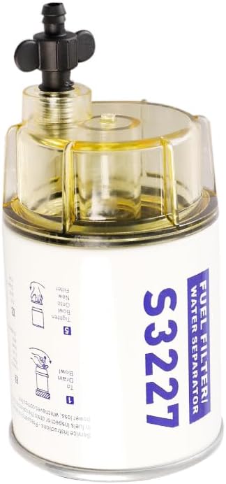 S3227 Marine Fuel Filter Fuel Water Separator with Clear Bowl Assembly Replacement For Marine Outboard Motor Replaces# S3227, 18-7948, 9-37882, 320R, 490R-RAC-01, 18-7922, 18-7922-1
