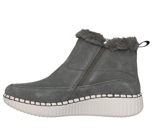 Skechers Skechers Women's WILSHIRE BLVD - FRESH ZIP, Side zip mid bootie with faux fur collar, Olive, 7.5M