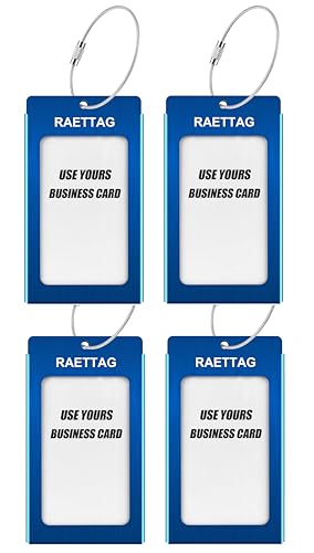Image of Luggage Tags Metal Suitcase Tags Travel Bag ID Identifier Luggage Tag (Blue 4-Pack)