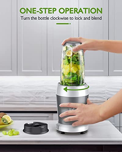 Yafex Personal Blender For Shakes And Smoothies, 700W 6-Blade Smoothie Blender For Frozen Fruit And Ice, With 1 28 Oz Travel Bottle, 1 To-Go Lid, Bpa Free & Dishwasher Safe (Gray/Silver) #TOP5