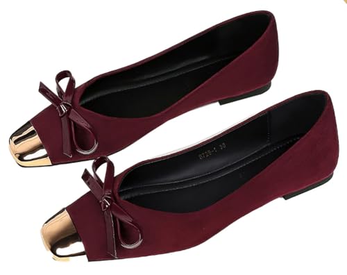 Niction Suede Bow Flats for Women Casual Trendy Fall Pointed Toe Flat Shoes Cute Mary Jane Ballet Flats Shoes Comfortable Dressy Work Flat 2025 - Main Image