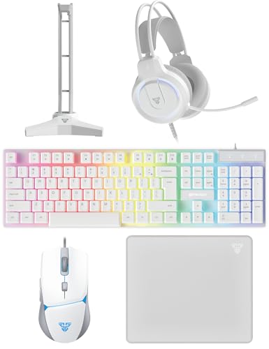 FANTECH 5 in-1 Gaming Keyboard and Mouse Combo, Rainbow LED...