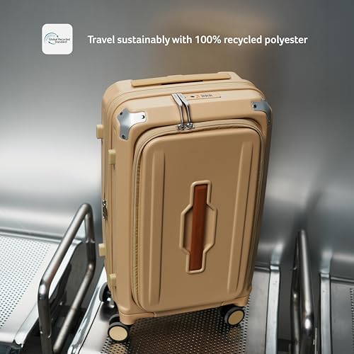 Image of Acer Brisbane Suitcase, 20 inch Cabin, with 360 Degree Spin 8 Wheels, Double TSA Lock, Dual Opening (Top and Mid), Expandable, Recycled Polyseter Material, Gold Coast