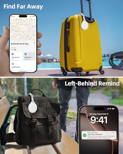 Luggage Tags, Work with Apple Find My, Leather Luggage Tags for Suitcases, Travel Accessories Must Haves Anti-Lost, Bluetooth Luggage Tracker for Suitcases, Kids and More, Rechargeable, Cream White2