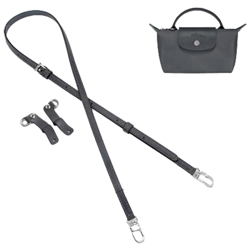 Gastinsave Women's Gunmetal Gray Purse Straps Replacement, Leather Handbag Crossbody Shoulder Strap Adjustable For Longchamp Bag (Gunmetal Gray)