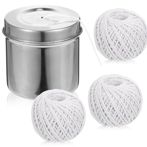 3 Roll Kitchen Twine with Stainless Steel Dispenser, 640FT Cooking