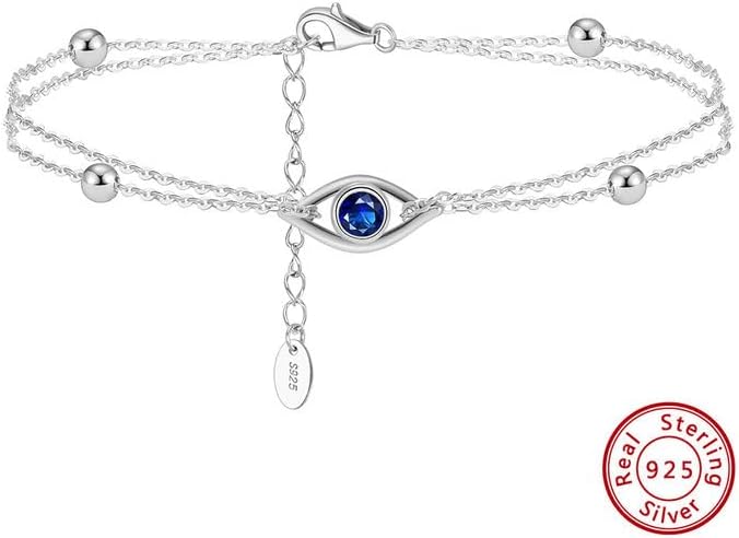 Miniatura 7 de Pulseras de plata de ley 925 con infinito de mal de ojo, ajustable, para mujer, madre, esposa, novia, regalo de joyería