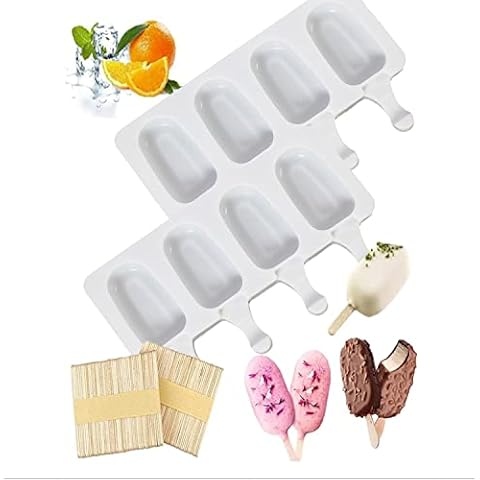 Moldes de Helado de Silicona, 2 Piezas Molde Helado 4 Cavidades Cover