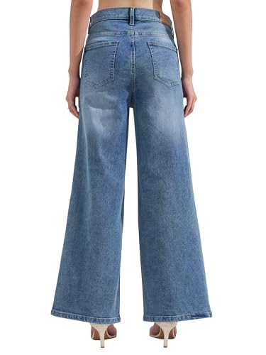 Image of Tokyo Talkies Wide Leg Jeans |Flared |Baggy Jeans|Blue White & Black|Loose Fit