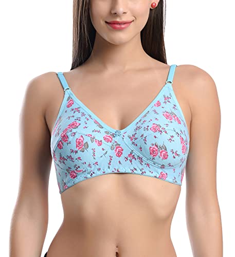 Image of FIMS - Fashion is my style Cotton Bra Non-Padded Non-Wired Bra Floral Print Bra for Women Combo Pack Girls Everyday Bra, Multicolor