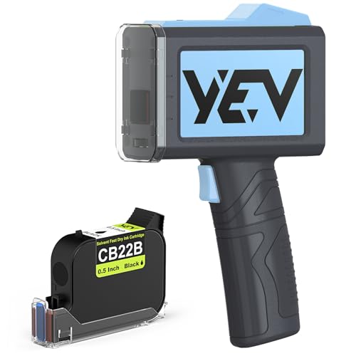 Image of YEV Handheld Inkiet Printer V127 Newly Enhanced 16-Hour Continuous Printing 5 Wheel Support for Printing Batch Numbers, Logos, Serial Numbers, Barcodes, and QR Codes on Diverse Materials (Blue)