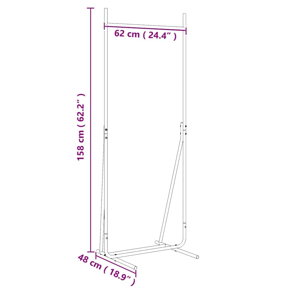 vidaXL Stendibiancheria Nero 62 x 48 x 158 cm Acciaio