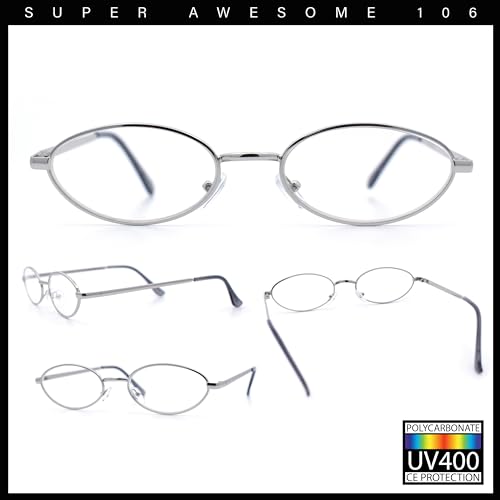 Image of SA106 Extra Narrow Slim Metal Rim Oval Rectangle Retro Vintage Clear Lens Fashion Eyeglasses