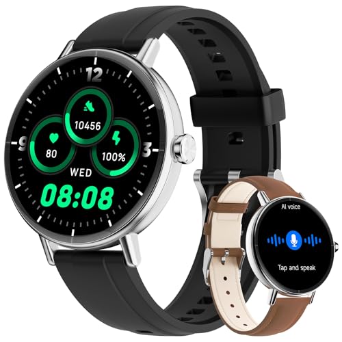 Image of Yoever Smart Watches for Men Women,1.57 inchHD 43mm Smartwatch for iPhone /Samsung /Android,(Answer /Make Call),Fitness Tracker with Heart Rate /SpO2 /Sleep Monitor,IP68 Waterproof,110+ Sport Mode,with 2 Bands