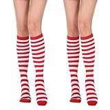 HaiFafafaing 2 Paar Halloween Kniestrümpfe Damen Gestreifte Overknees Strümpfe Ringelstrümpfe Lange Gestreifte Socken Für Schule Halloween Cosplay Party Mädchen Frauen
