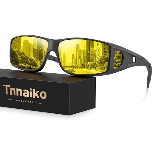 Tnnaiko Night Driving Glasses for Men and Women – Anti-Glare Night Vision Glasses for Safe Driving...