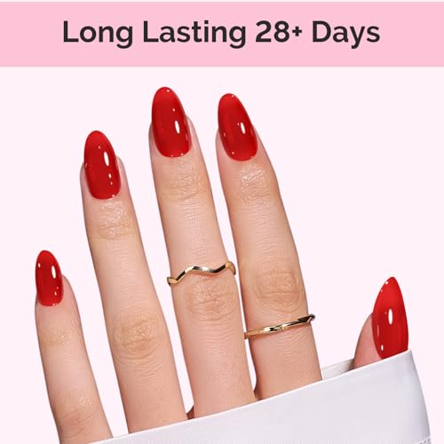 Image of MelodySusie Red Gel Nail Polish, 0.5Fl.oz Jeweliver Jelly Nail Polish Translucent Cherry Red Deep Color Sheer Soak Off UV LED Light Cure Gift for Women Nail Art Manicure JDZ30