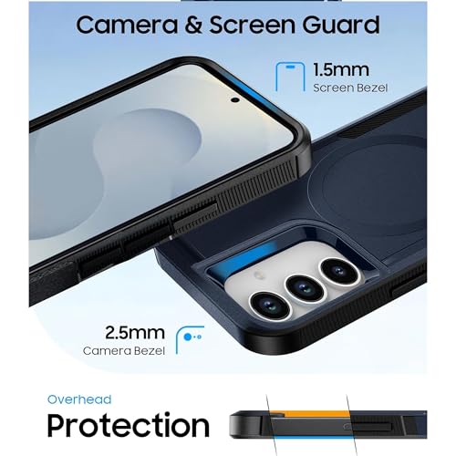 Image of KARWAN Shockproof Back Case Cover Compatible with Samsung S24, Heavy Duty Case with Camera Protection,Dual Layer Rugged Protection with MagEaze Mag-Safe Wireless Charging (Blue)