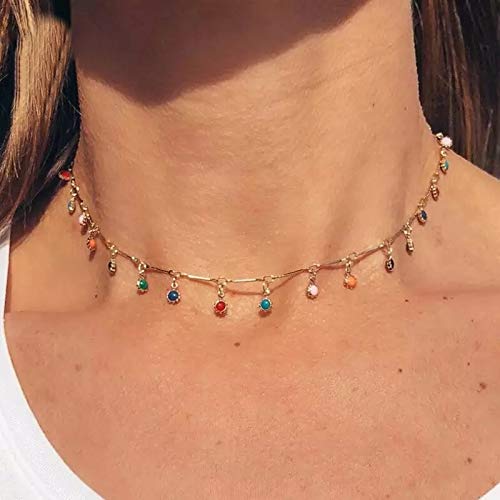 COLAR GARGANTILHA PINGENTES COLORIDOS SOL C5815