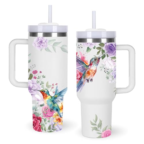 momocici 40oz Hummingbird Tumbler with Handle Gifts for Women.Hummingbird Lover Cups...