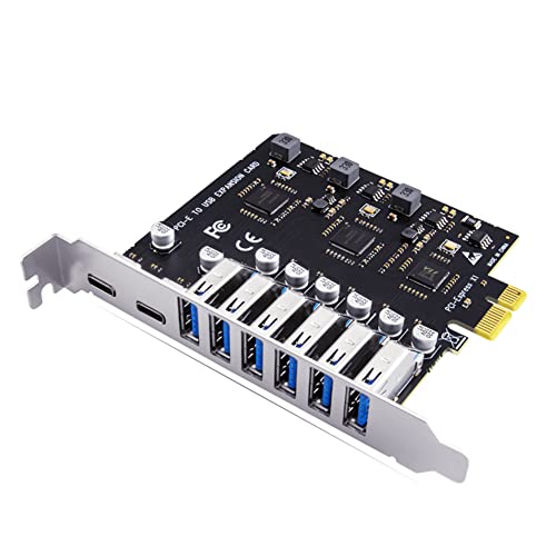Carte d'extension USB 3.2 et Type C PCI-E adaptateur contrôleur PCIE vers USB 8 ports