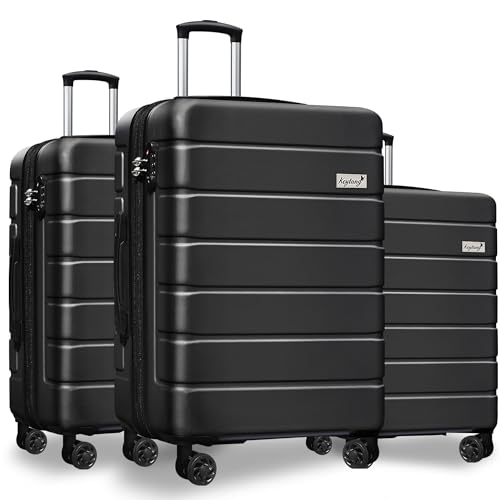 Image of KEYTANG 3-Piece Hardshell Luggage Set(20 /24 /28), Lightweight Expandable Suitcase with TSA Lock and Double Spinner Wheels, 20% Expansion for Extra Packing, Carry-On and Checked Bags, Black