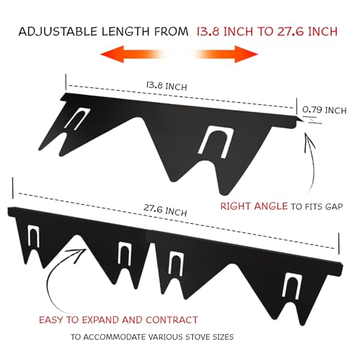Eslanelives ELL-SGC-BLACK Stainless Steel Stove Gap Covers (2Pcs), Stove Gap Filler, Stove Guard thumb #2