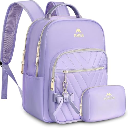 MATEIN Womens Backpack Purse Fashion Cute Bowknot Mini Backpack Purse Waterproof Stylish Multipurpose Design Casual Daily Travel Backpack Ladies Handbags 2pcs Sets Purple