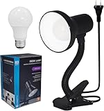 Xtricity LED Clip on Desk Lamp with 360° Flexible Gooseneck, Reading Light for Bed Headboard– A19 Bulb Included, 120V, On/Off Switch, 10.25” Height Table Lamp with Black Finish