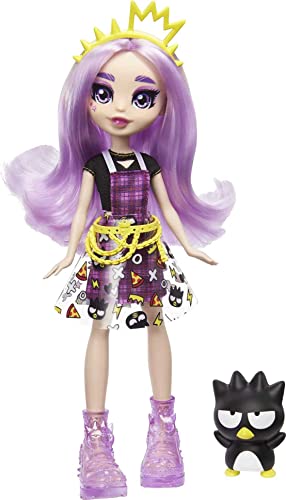 Sanrio Hello Kitty figurine Badtz-Maru et poupée Jazzlyn avec longs cheveux violets et tenue tendance, jouet pour enfant dès 4 ans, GWW98