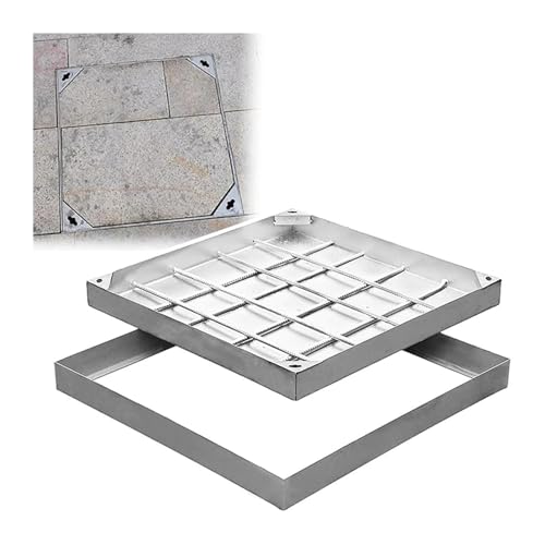 Copertura e telaio da incasso, in acciaio inox, per esterni, per patio, giardino, scuola