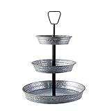 BalsaCircle 20-Inch Silver Black 3 Tier Galvanized Metal Serving Trays Cupcake Holders Stand Wedding...