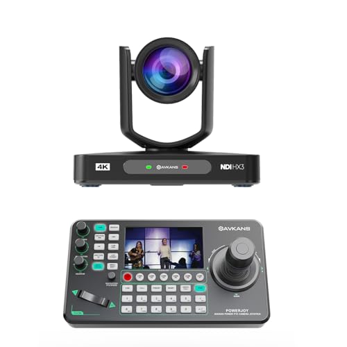 AVKANS 4K PTZ Camera Bundle Kits - 1pcs 4K NDI HX2 Camera with 1x IP POE Joystick Controller for Church Live Streaming