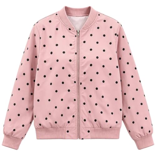 MaMiDay Women's Polka Dot Bomber Jacket Zip Up with Pockets - image 5