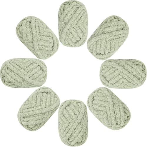 Image of Aeelike Chunky Chenille Yarn for Knitting,Jumbo Blanket Yarn,Green 2PCS | #10 Giant Chenille Yarn,Super Soft Plush Fluffy Warm,Quick Easy Thick for Hand Knitting,28yds /8oz Each Skein, 28yds /8oz Each