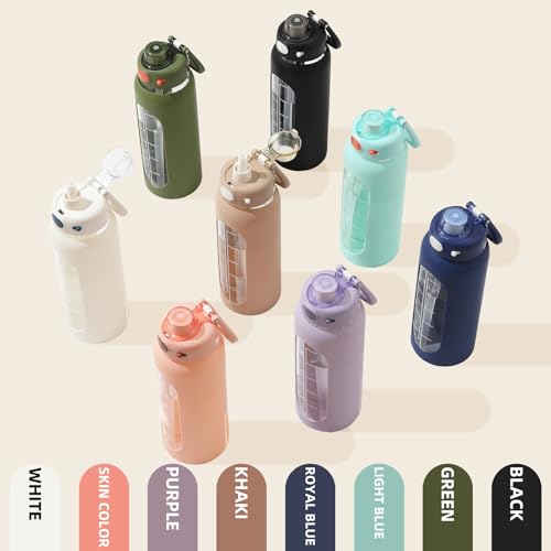 Sierozur 32 Glass Water Bottle With Straw And Handle Motivational Water Bottles With Silicone Sleeve And Time Marker Leakproof Borosilicate Water Bottle For Gym Home Office thumb #4