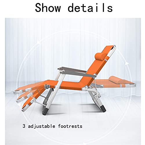 Chaise longue de jardin inclinable orange et pliante avec coussin