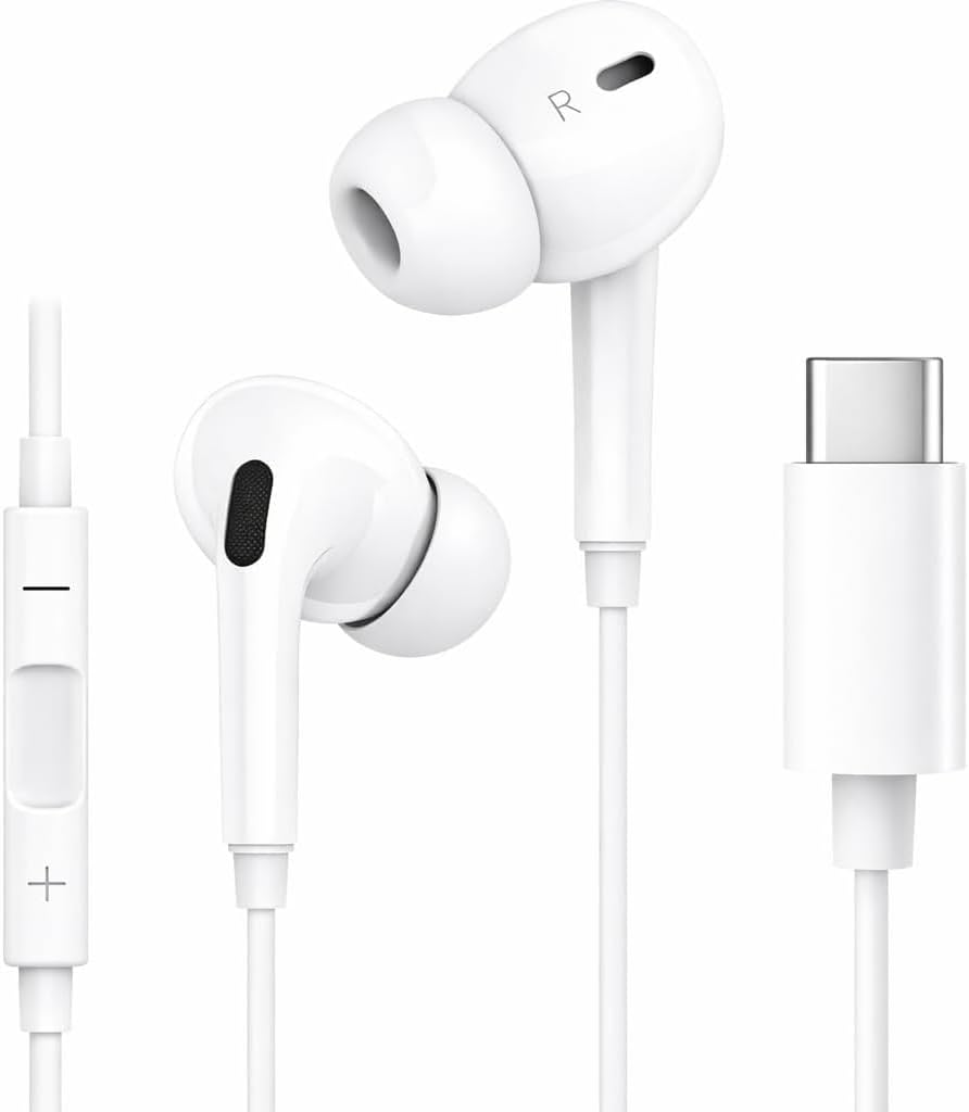 Fone de Ouvido Intra-auricular (in-ear) com Fio Cabo Tipo C com Microfone e Controle de Som – Som de Qualidade, Conexão Direta Tipo C, Compatível com varios celulares